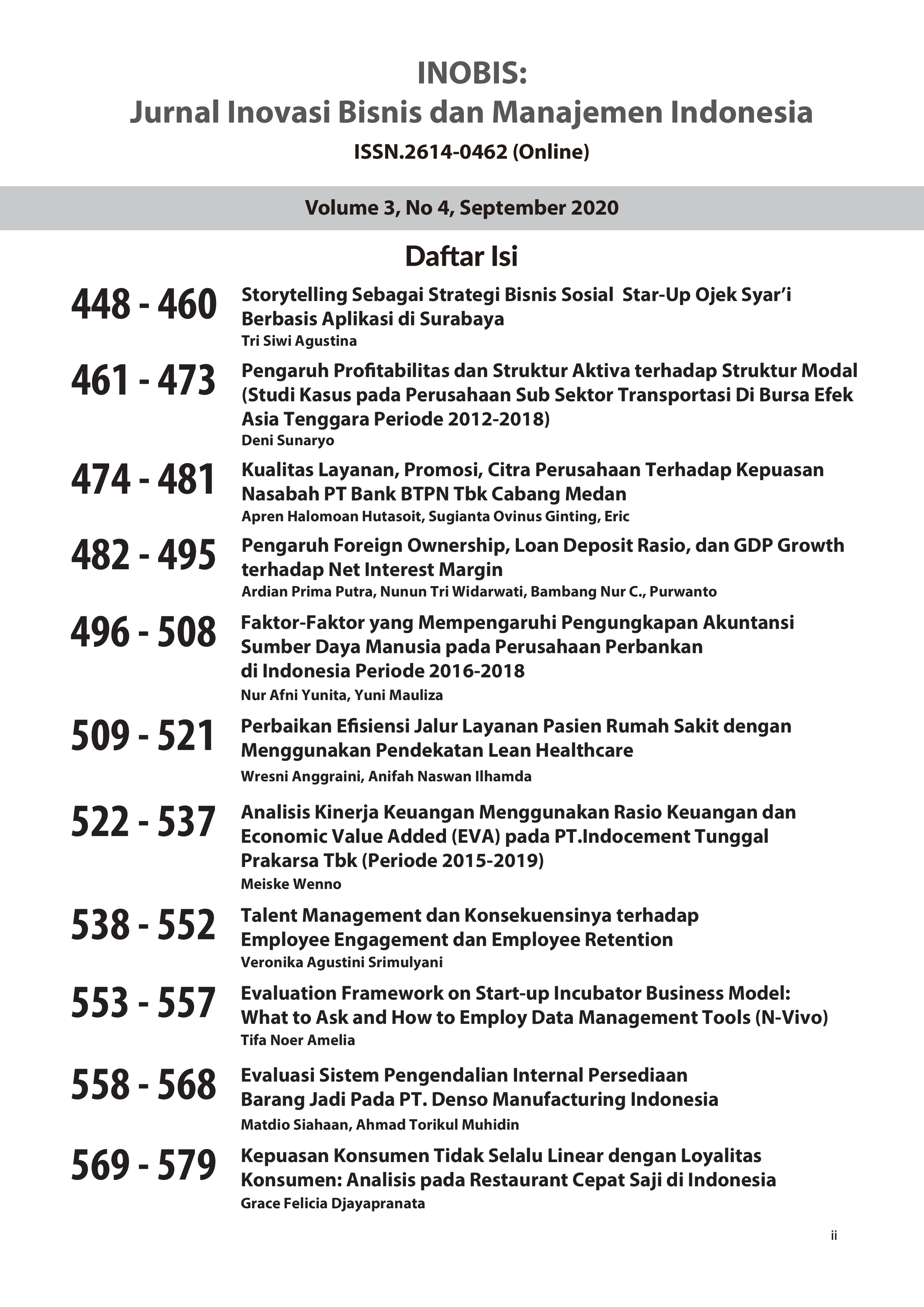 					View Vol. 3 No. 4 (2020): INOBIS: Jurnal Inovasi Bisnis dan Manajemen Indonesia - Edisi September 2020
				